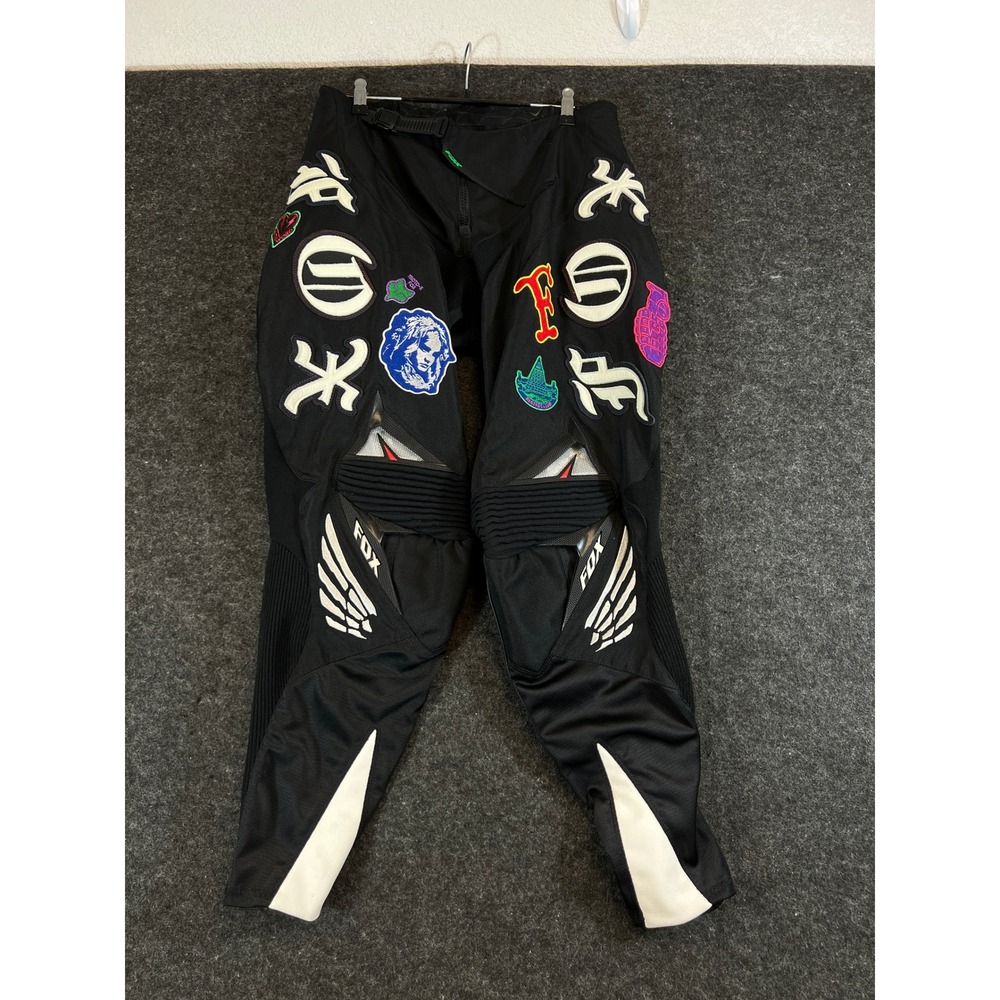 Fox Racing Platinum Series 1974s Motocross Biker Pants Black Multi Patch Mens 32